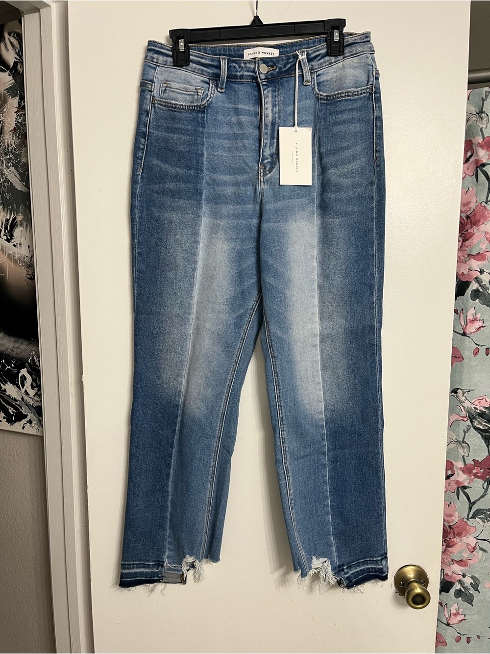 Flying Monkey Blank Denim High-Rise Straight Crop Jeans - Light Blue